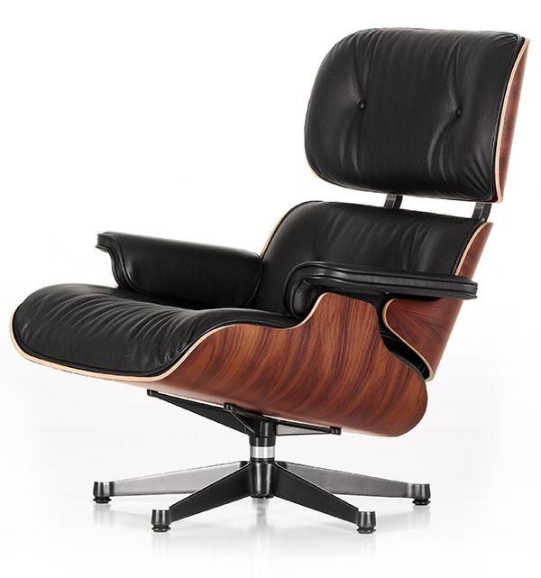 combinatie zwak leeuwerik Vitra Lounge Chair noten zwart leer | Slijkhuis Interieur Design